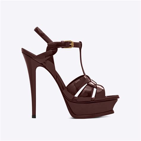 ysl dark powder tribute saldals|TRIBUTE platform sandals in patent leather .